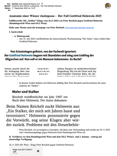 Die Klage - Reichelt gegen Helnwein - 2025
